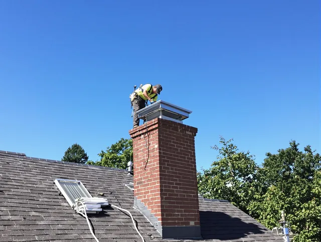 Savannah Chimney Sweep technician measuring a chimney cap in Savannah, GA