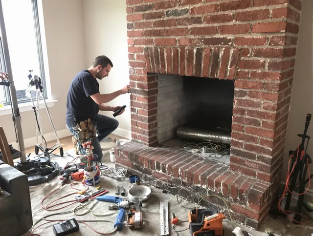 Savannah Chimney Sweep specialist finalizing chimney liner service in Savannah, GA