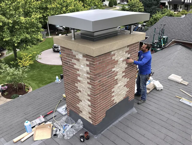 Savannah Chimney Sweep team working on a custom chimney remodel in Savannah, GA