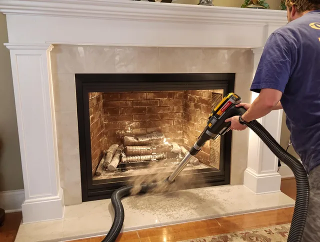 Fireplace cleaning performed by Savannah Chimney Sweep in Savannah, GA