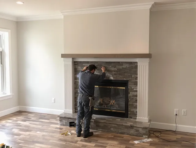 Savannah Chimney Sweep finishing a custom fireplace install in Savannah, GA